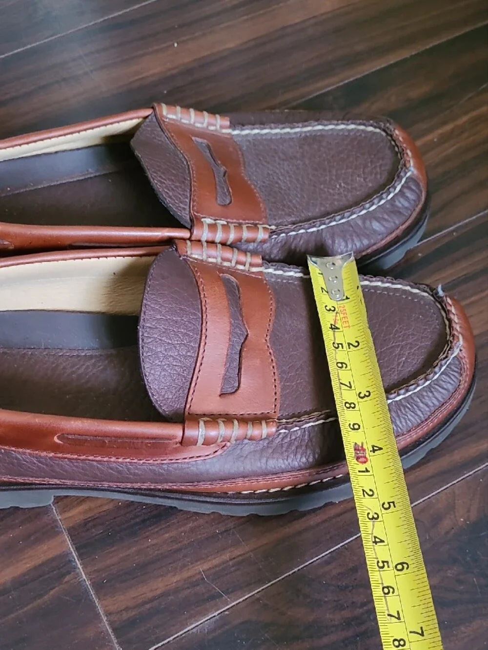 L.L. Bean Two-Tone Brown and Tan Leather Penny Loafers